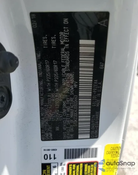 2018 Toyota Sienna Le z USA, uszkodzony, nr VIN 5TDKZ3DC4JS920443